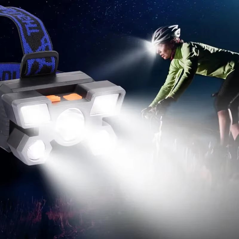 Rechargeable Waterproof 5-LED Headlamp with Adjustable Settings and Four Modes for Outdoor Activities