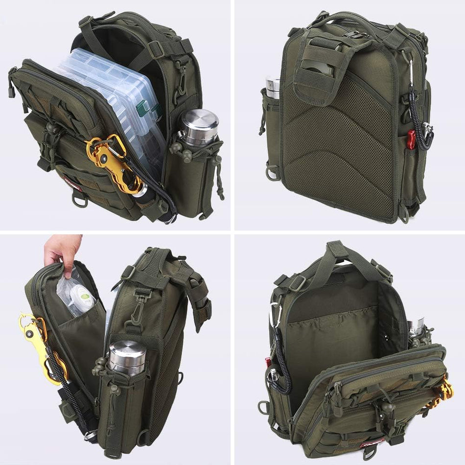 Yvleen Waterproof Fishing Tackle Backpack for Saltwater Fishing and Outdoor Activities