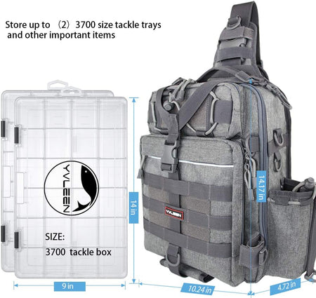 YVLEEN Fishing Tackle Backpack Storage Bag，Water-Resistant Fishing Backpack with Rod Holder，Fishing Gear Bag Gift for Men