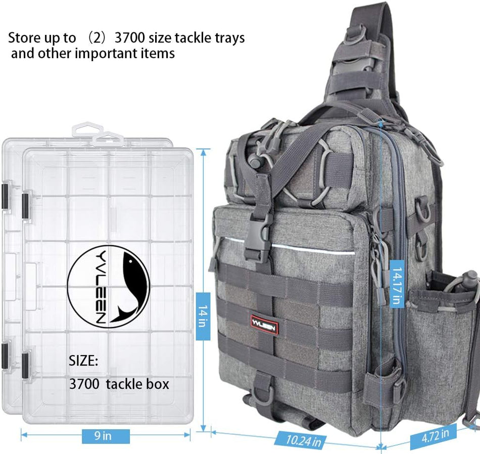 YVLEEN Fishing Tackle Backpack Storage Bag，Water-Resistant Fishing Backpack with Rod Holder，Fishing Gear Bag Gift for Men