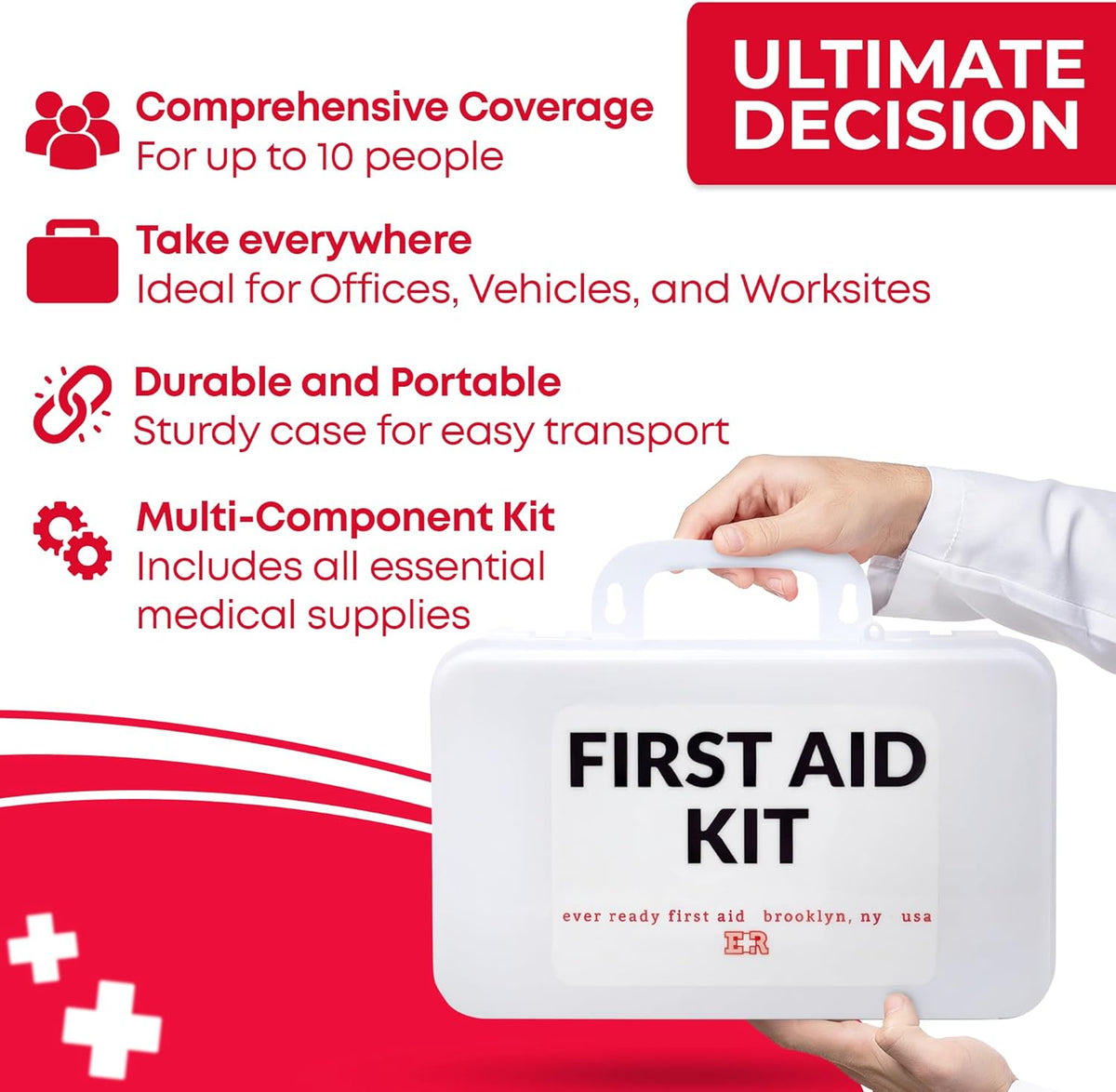 10 Person First Aid Kit - OSHA and ANSI Class A Compliant - Get Tight Gear