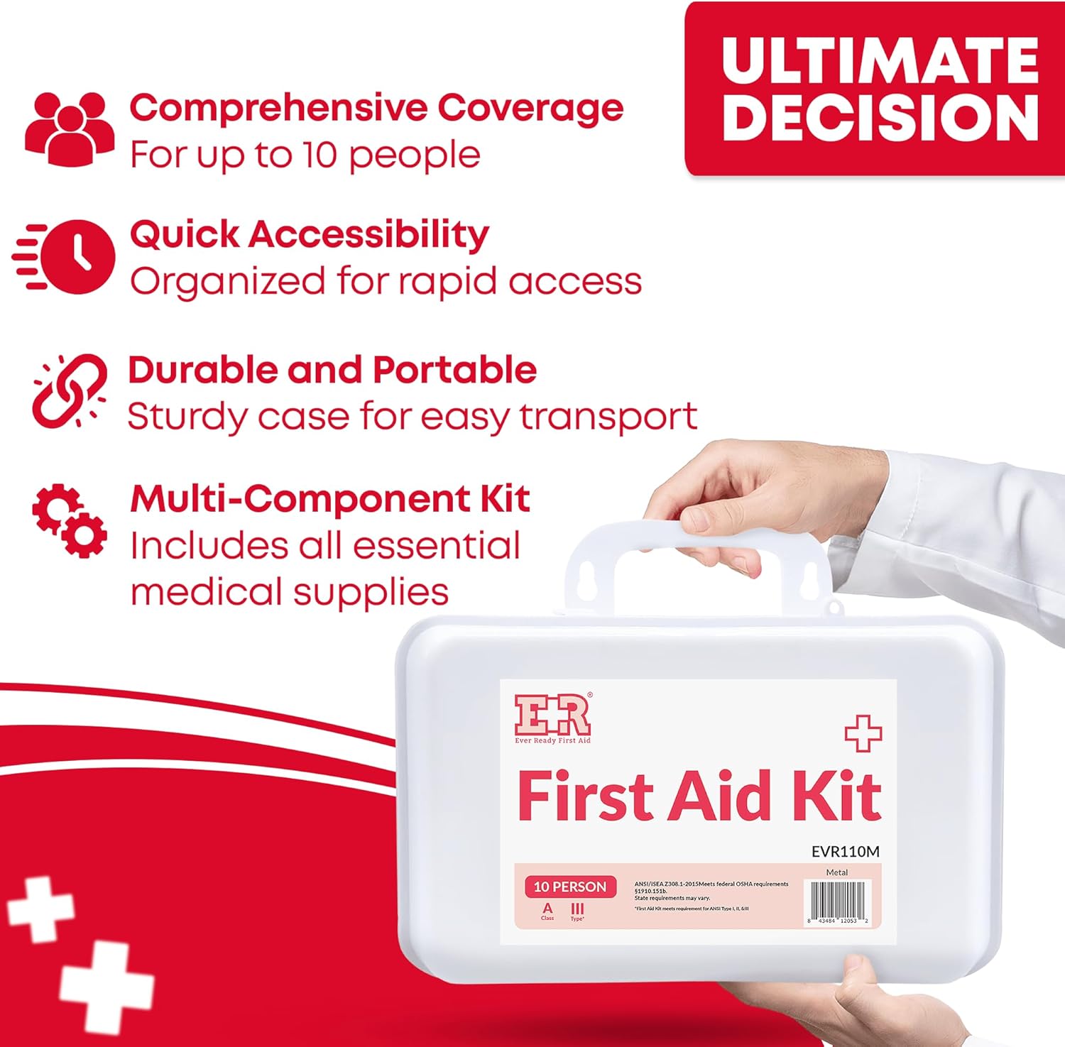 10 Person First Aid Kit – Type III, ANSI A, OSHA Compliant - Get Tight Gear