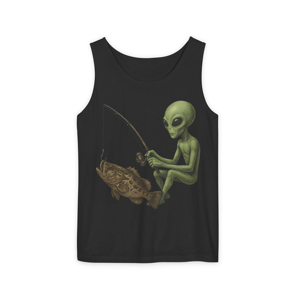 Alien Fishing Tank Top | Unisex Garment-Dyed Sleeveless Tee