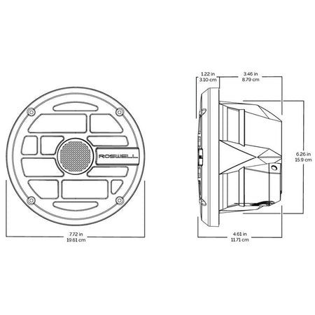 Roswell R Series 6.5 Marine Speakers - Anthracite Grille - 60W RMS & 120W Peak Power