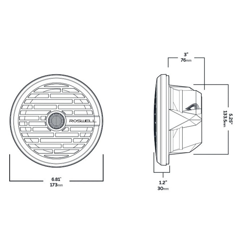 Altavoces marinos Roswell R1 6.5 - Negros - 80 W RMS, 160 W de potencia máxima [C920-1601]