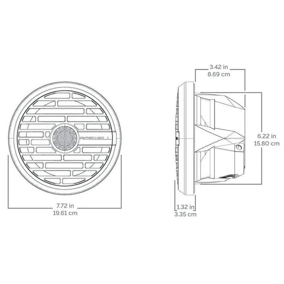 Roswell R1 7.7 Marine Speakers - White - 90W RMS & 180W Peak Power