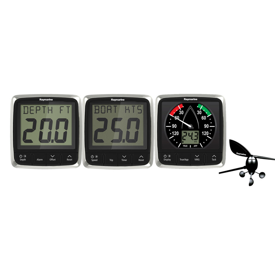 Paquete de sistema de viento, velocidad y profundidad Raymarine i50/i60 con transductores [T70584]