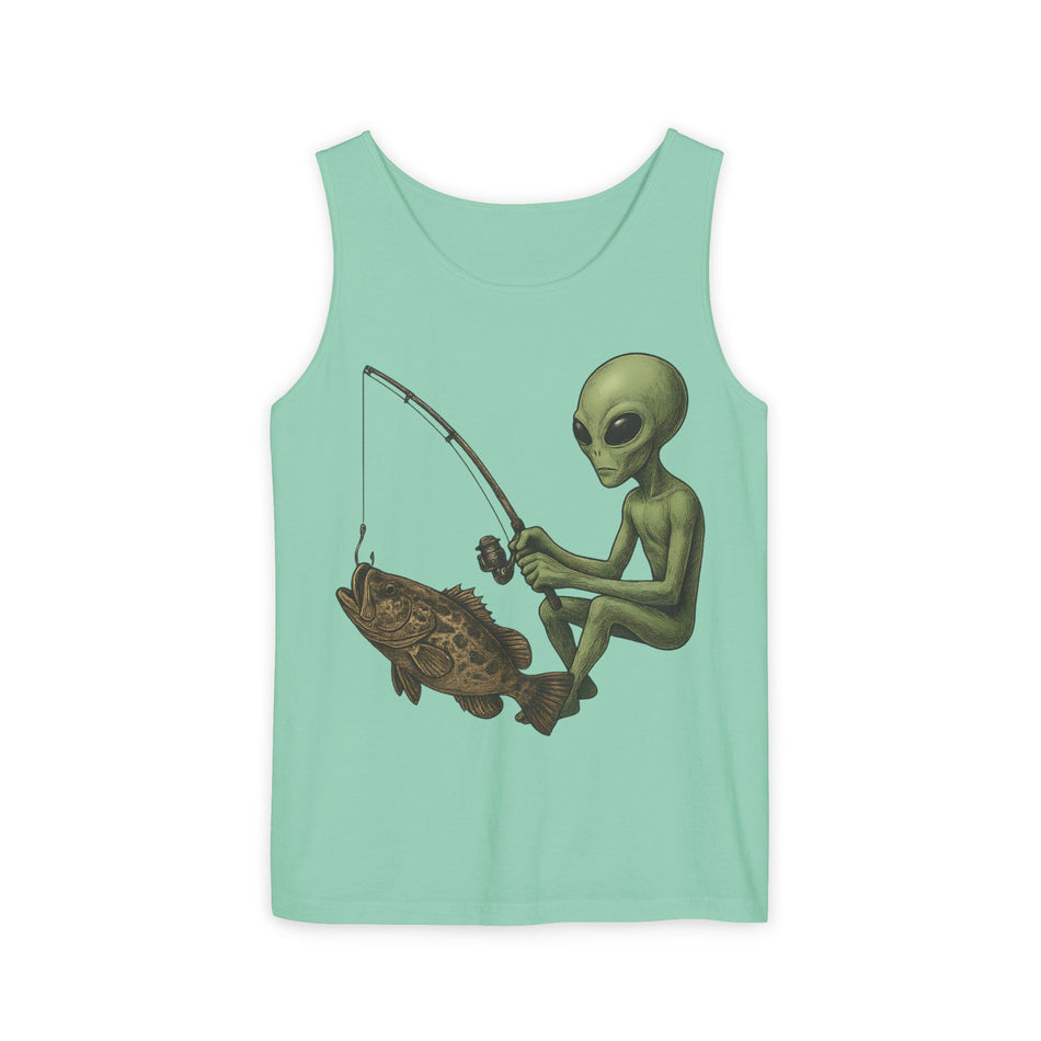 Alien Fishing Tank Top | Unisex Garment-Dyed Sleeveless Tee