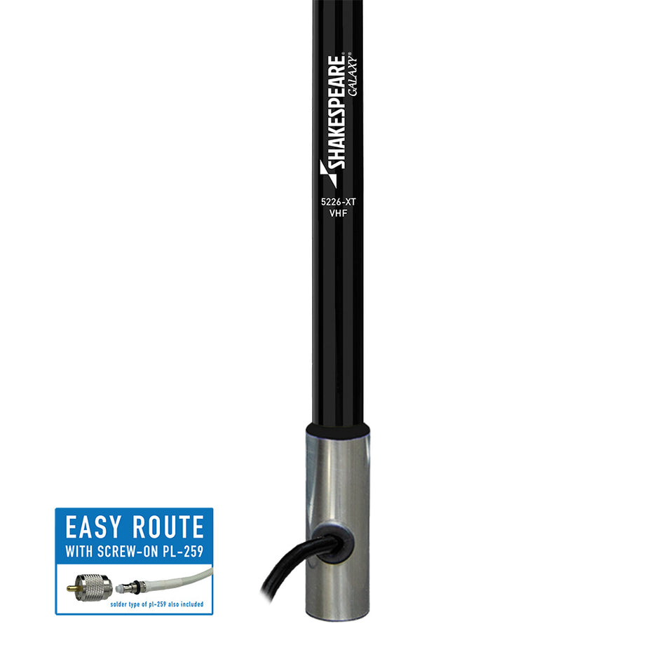 Antena VHF Shakespeare Galaxy 5226-XT de 2,4 m (8 pies) de color negro - Ganancia de 6 dB [5226-XT]