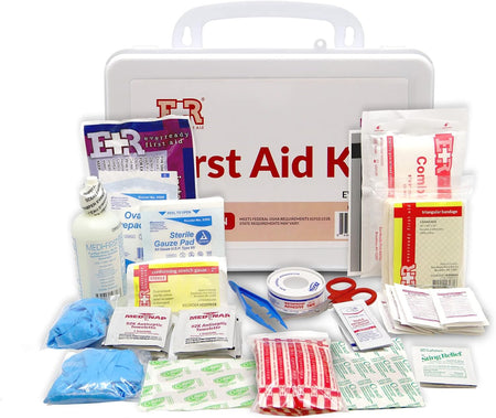 107 Piece, 25 Person First Aid Kit with Plastic Case, OSHA Compliant - Get Tight Gear