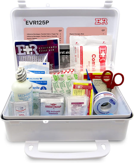 107 Piece, 25 Person First Aid Kit with Plastic Case, OSHA Compliant - Get Tight Gear