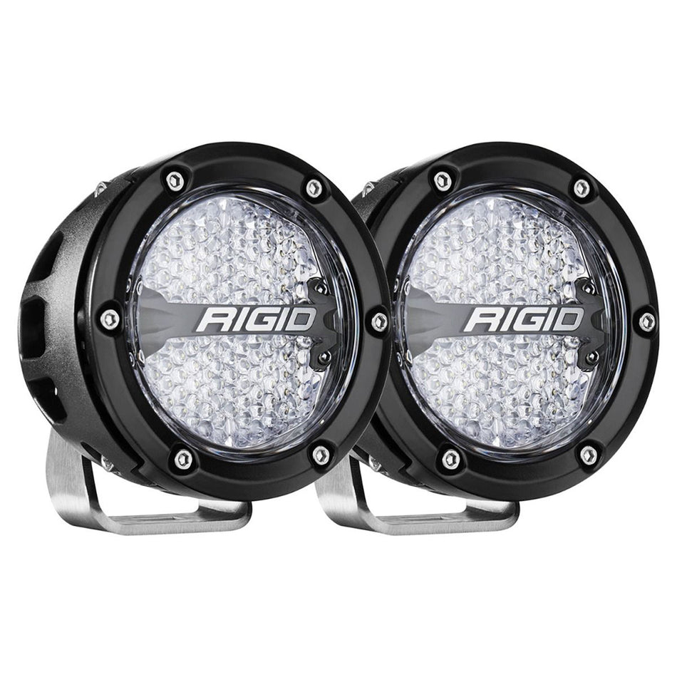 Lámpara todoterreno RIGID Industries Serie 360 ​​RGBW de 4" con haz difuso y módulos de retroiluminación RGBW - Juego de 2 [36400]