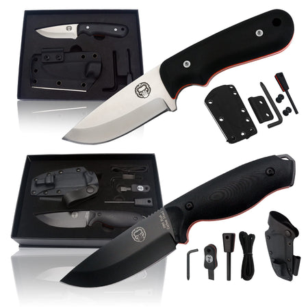 1095 High Carbon Survival Steel Knife Gift Set and EDC D2 Damascus Steel Neck Knife Bundle - Get Tight Gear