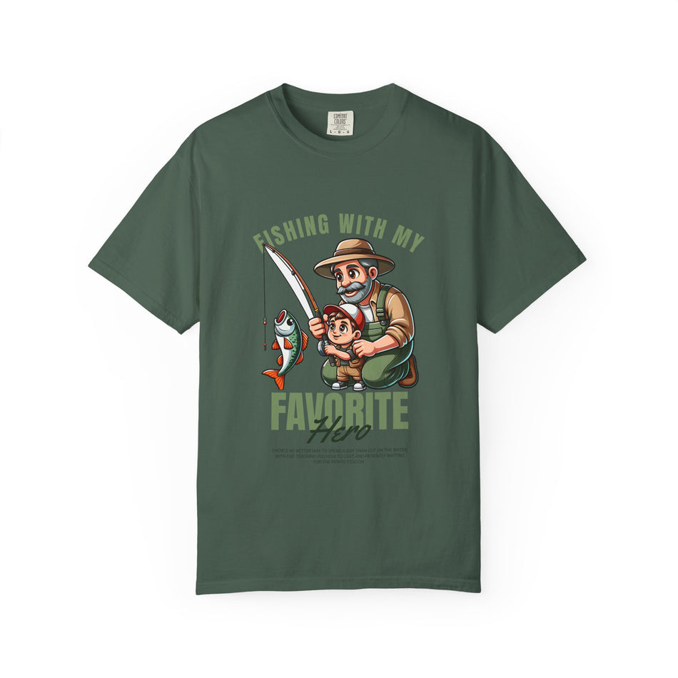 Fishing with My Favorite Hero T-Shirt, Unisex Gift, Outdoor Fishing Apparel, Father's Day Tee, Hobby Lover Shirt, Fisherman Gift