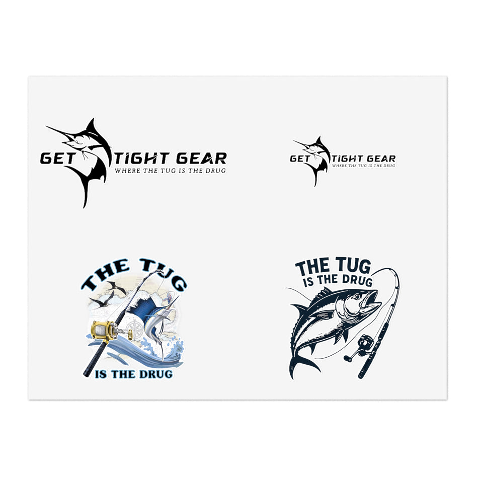 Fishing Themed Sticker Sheets, Outdoor Decor, Gift for Anglers, Ocean Enthusiast, Cool Fishing Art, Waterproof Stickers