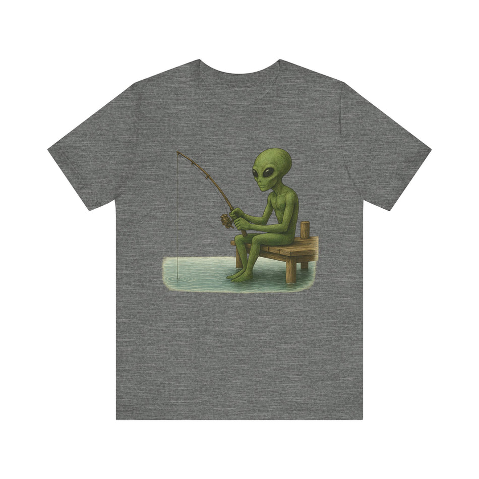 Fishing Alien Unisex Short Sleeve Tee - Fun Graphic T-Shirt for Casual Wear