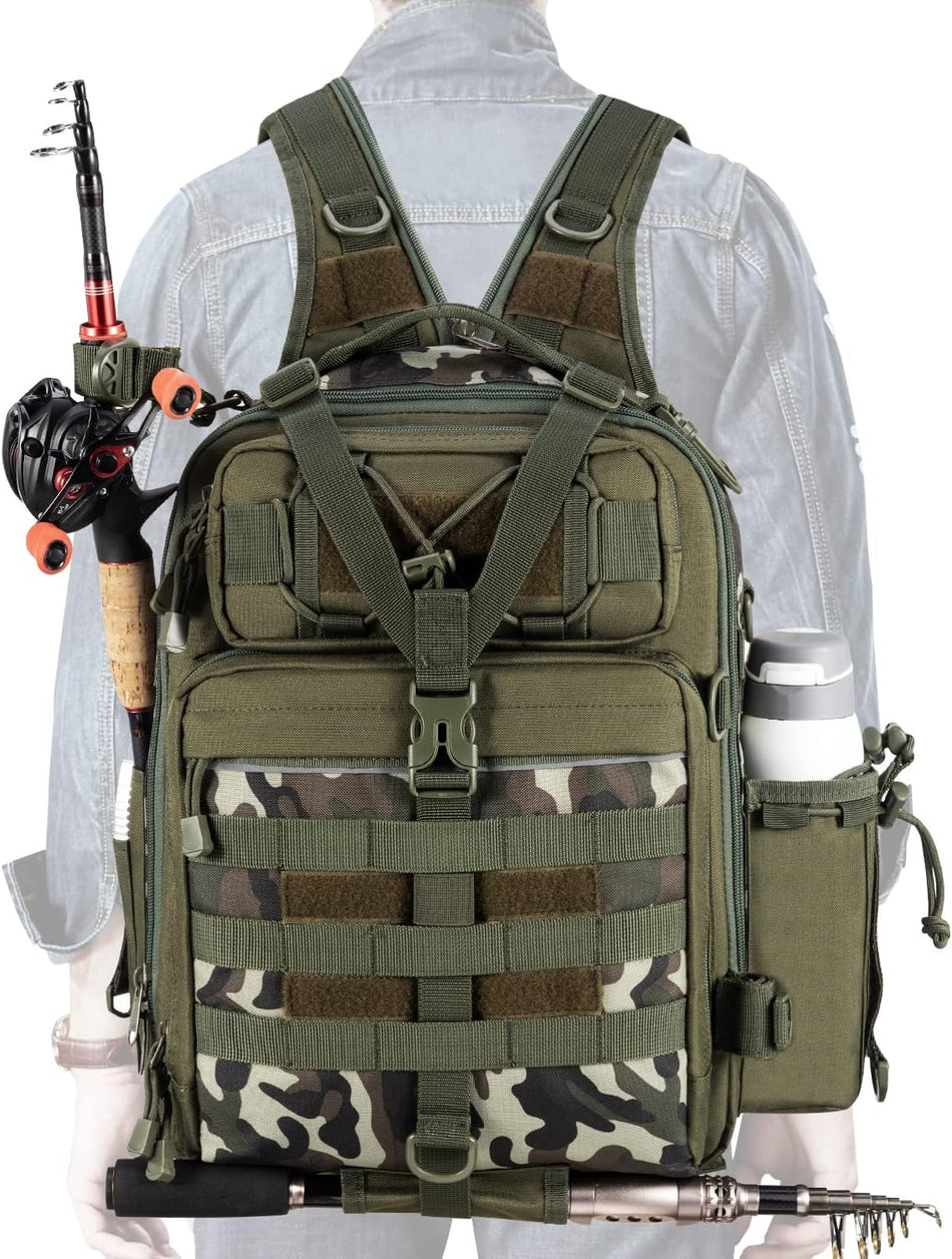 Premium Water-Resistant Fishing Backpack - BLISSWILL Outdoor Tackle Bag for Anglers
