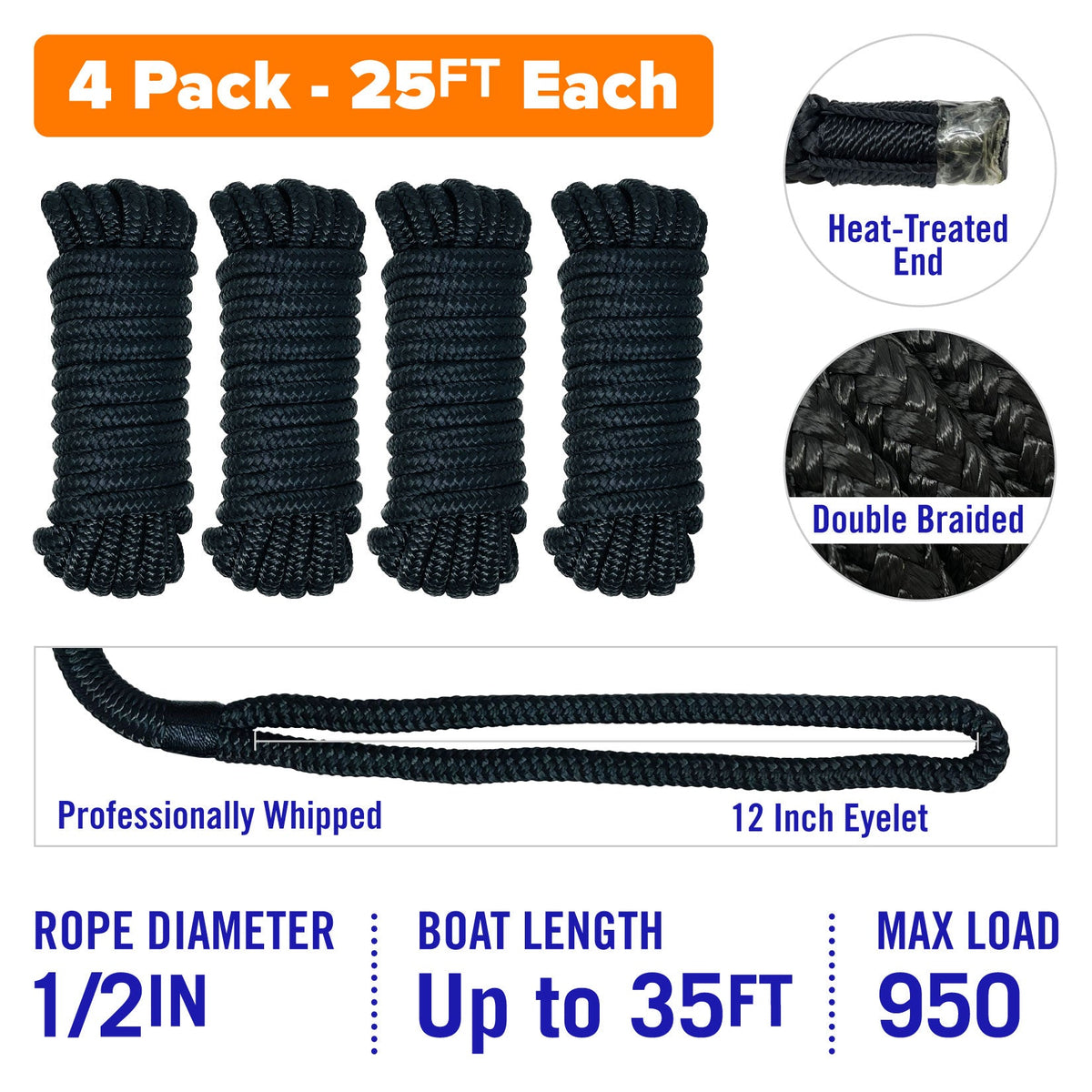 1/2 Dock Lines 25FT - Get Tight Gear