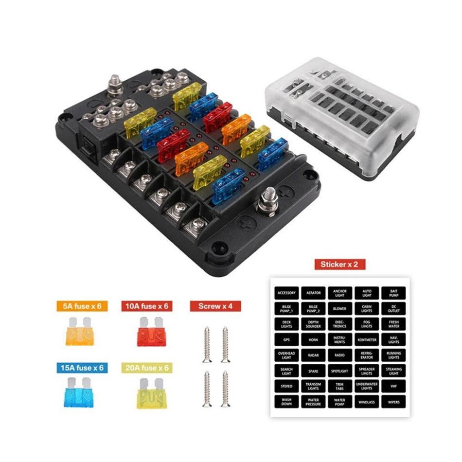 12 Way Fuse Block Panel - Get Tight Gear