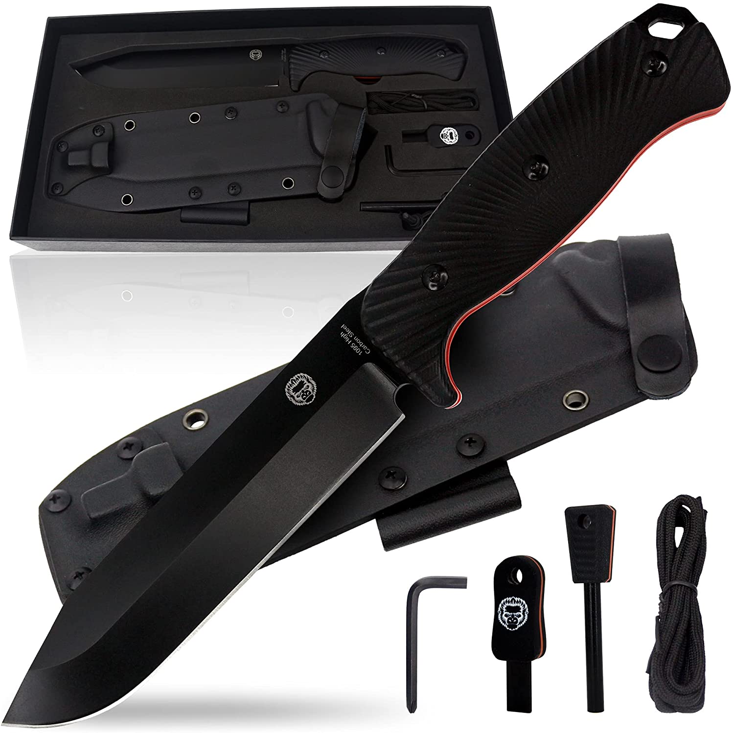 12.32" LAVALINE SURVIVAL KNIFE WITH FIXED 1095 HIGH CARBON STEEL BLADE - Get Tight Gear