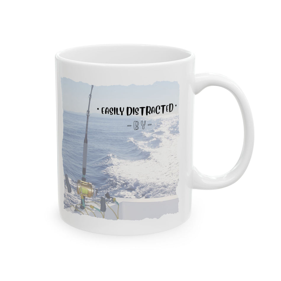 Easily Distracted By Fishing Ceramic Mug - Single Troll - Get Tight Gear