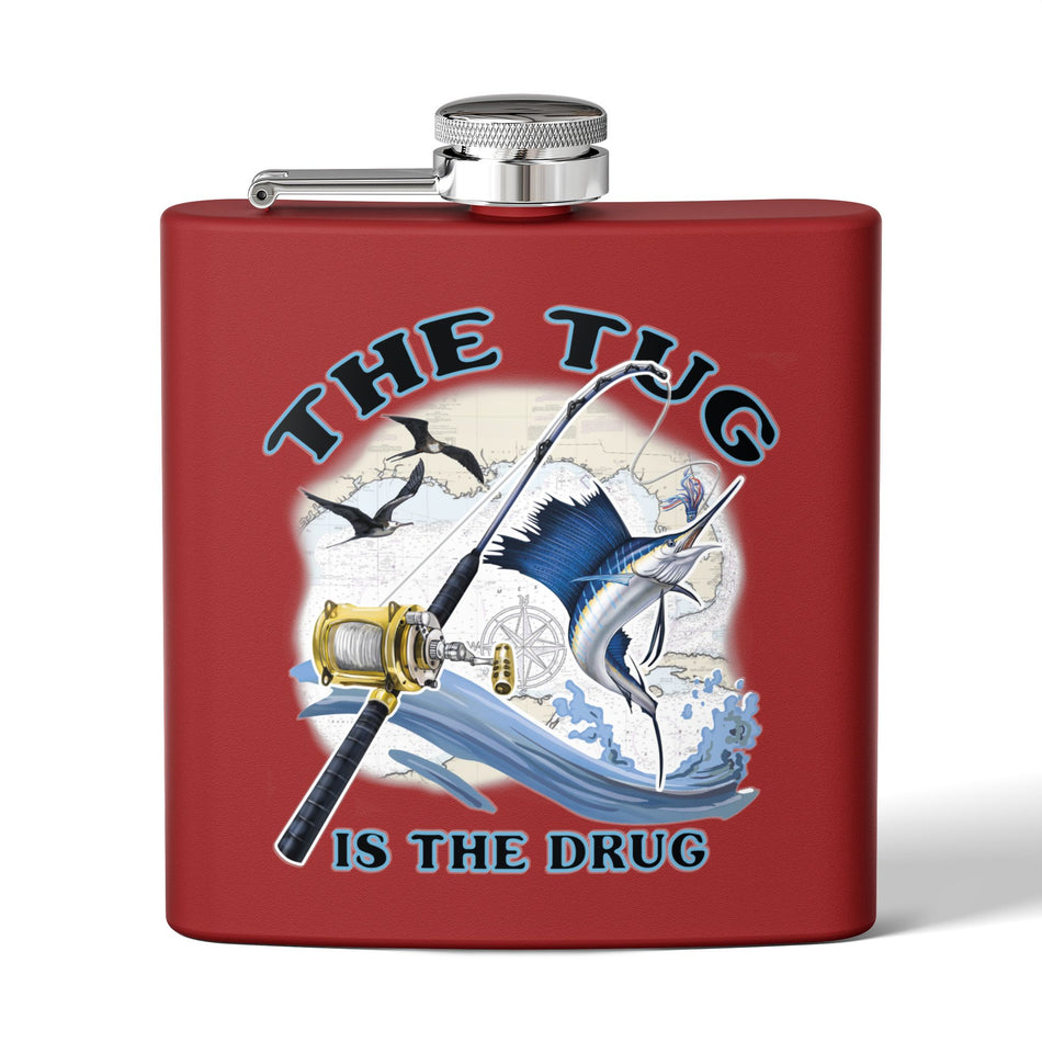 The Tug is the Drug™ Fishing-Themed Stainless Steel Flask - 6oz Outdoor Drinkware