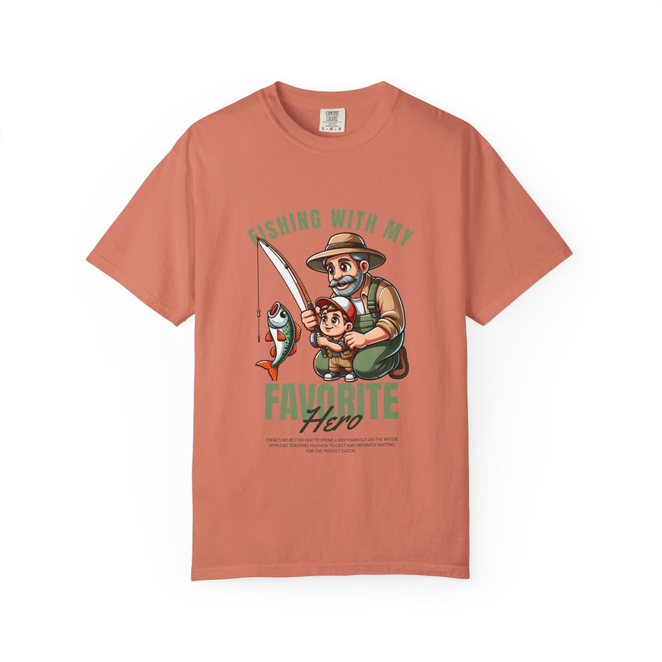Fishing with My Favorite Hero T-Shirt, Unisex Gift, Outdoor Fishing Apparel, Father's Day Tee, Hobby Lover Shirt, Fisherman Gift