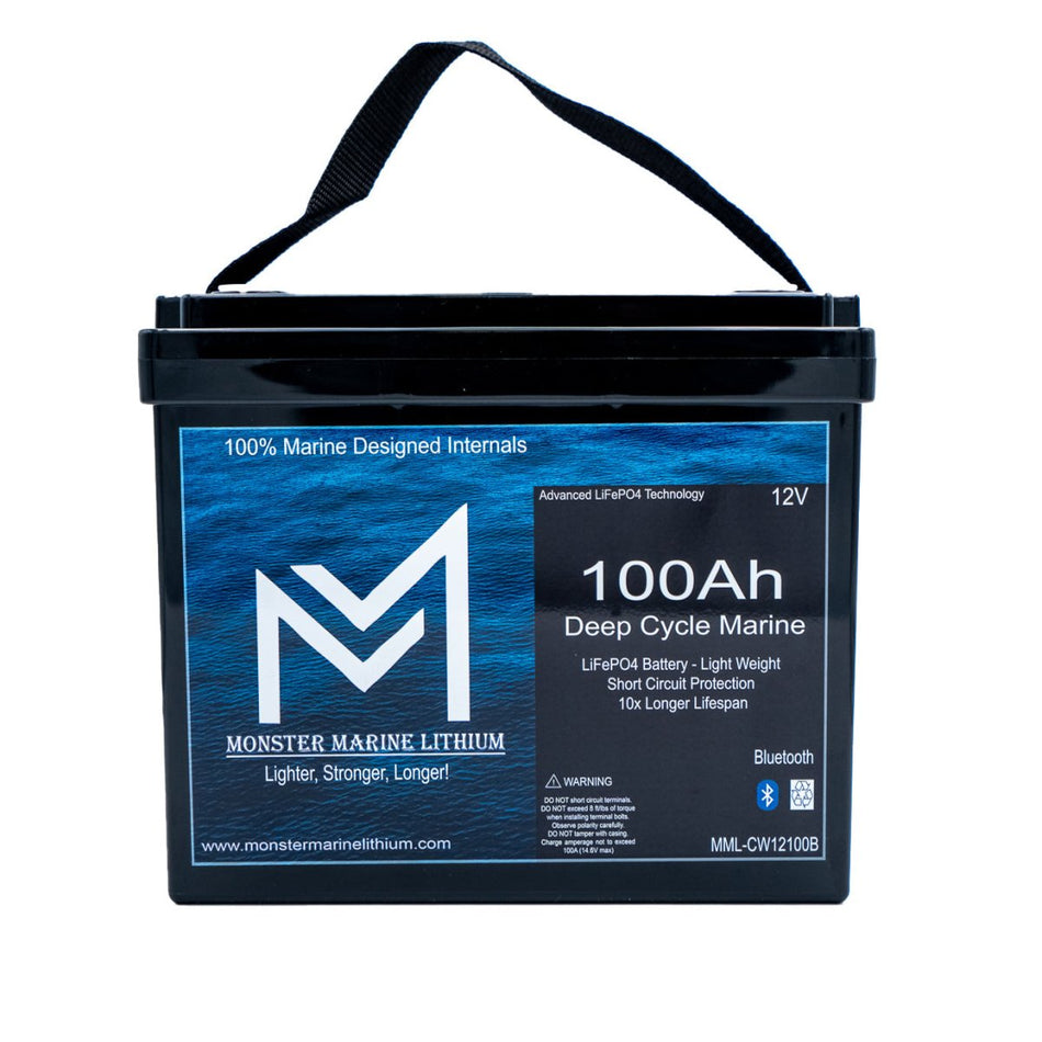 12v 100Ah Slim Series Bluetooth Deep Cycle Lithium Marine Battery Group 24 - Get Tight Gear