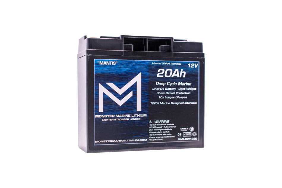 12v 20Ah Deep Cycle Lithium Marine Battery "MANTIS" - Get Tight Gear