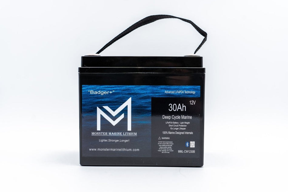 12v 30Ah Deep Cycle Lithium Marine Battery "Badger" - Bluetooth - MML - 1230B - Get Tight Gear