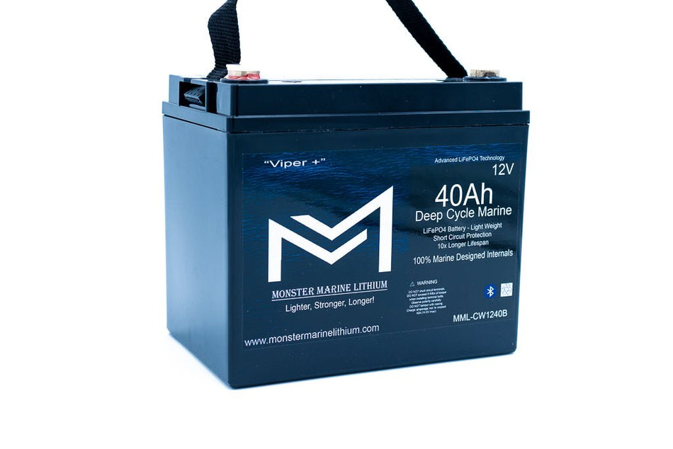 12v 40Ah Deep Cycle Lithium Marine Battery "Viper" - Bluetooth - MML - CW1240B - Get Tight Gear
