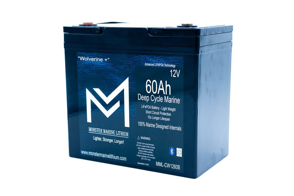 12v 60Ah Deep Cycle Lithium Marine Battery "Wolverine" - Bluetooth - MML - 1260B - Get Tight Gear