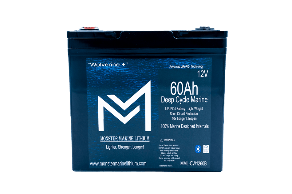 12v 60Ah Deep Cycle Lithium Marine Battery "Wolverine" - Bluetooth - MML - 1260B - Get Tight Gear