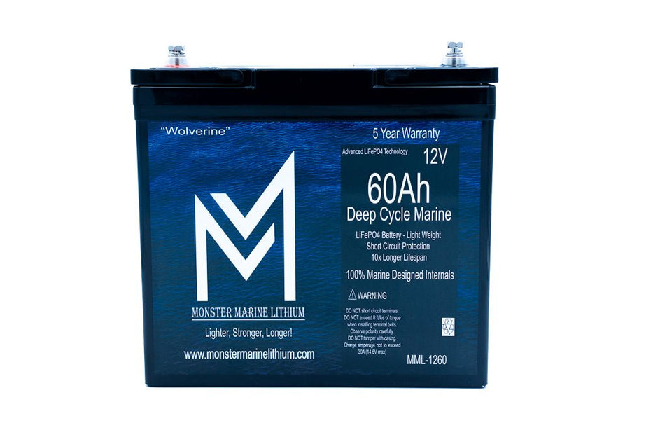 12v 60Ah Deep Cycle Lithium Marine Battery "Wolverine" - MML - 1260 - Get Tight Gear