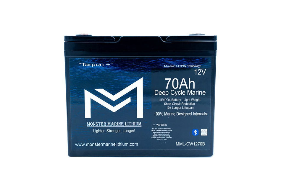 12v 70Ah Deep Cycle Lithium Marine Battery "Tarpon" Bluetooth - Get Tight Gear