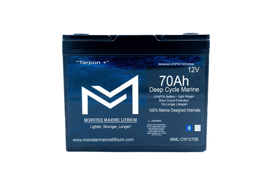 12v 70Ah Deep Cycle Lithium Marine Battery "Tarpon" Bluetooth - Get Tight Gear