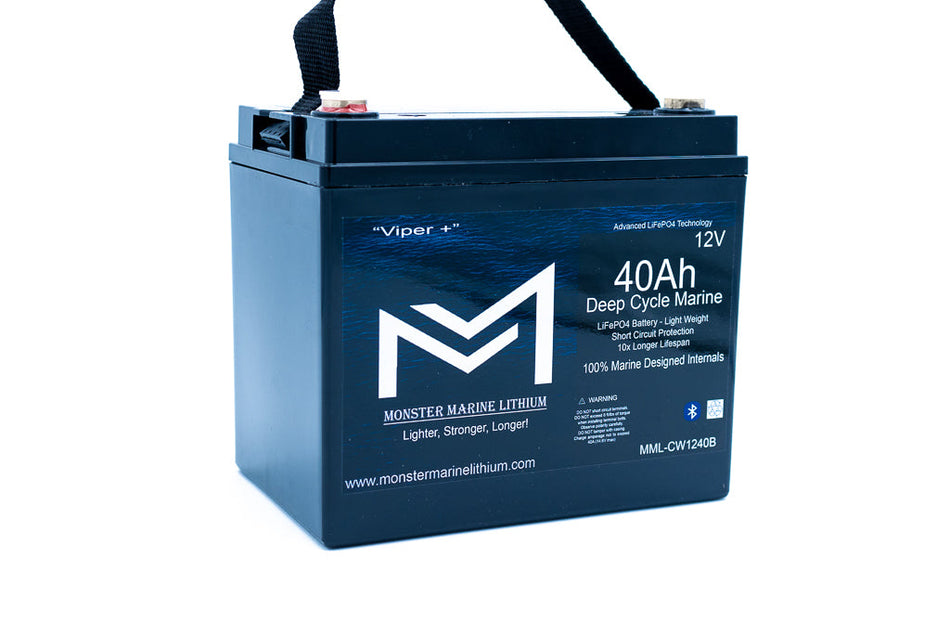 12v 40Ah Deep Cycle  Lithium Marine Battery "Viper" -  Bluetooth - MML-CW1240B