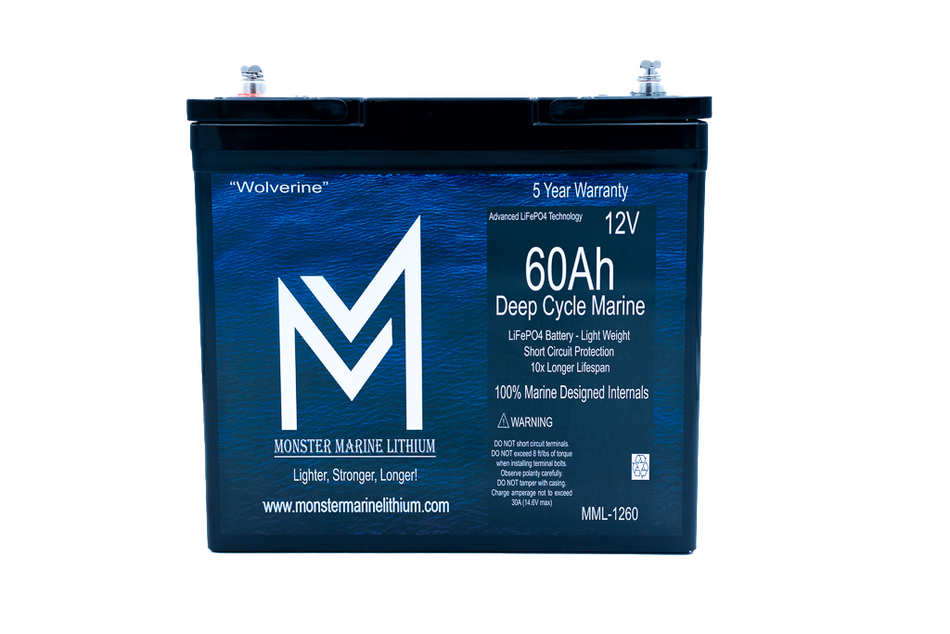 12v 60Ah Deep Cycle Lithium Marine Battery "Wolverine" - MML-1260