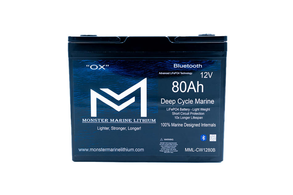 12v 80Ah Bluetooth Deep Cycle Lithium Marine Battery