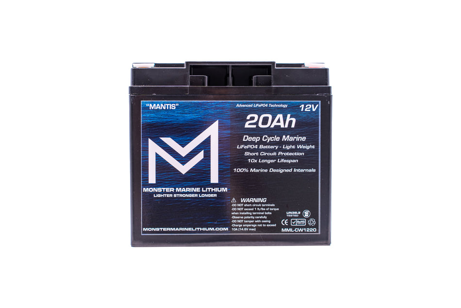 12v 20Ah Deep Cycle Lithium Marine Battery "MANTIS"