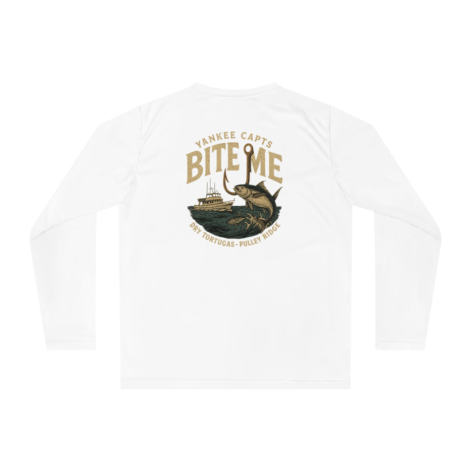 Unisex Performance Long Sleeve Shirt - "Bite Me" Fishing Graphic Tee for Fishing Enthusiasts