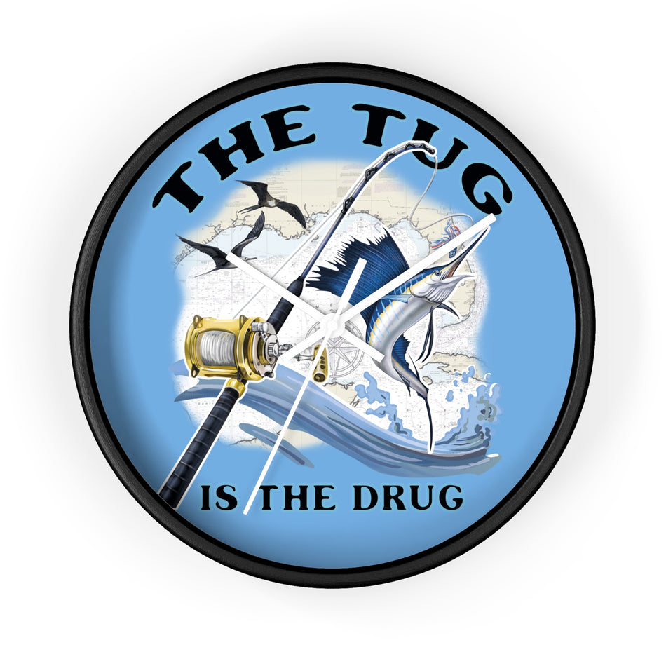 The Tug Is The Drug™ Nautical Wall Clock - Perfect Gift for Anglers