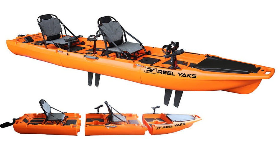 13.8ft Rocket Fin Drive Tandem & Solo Modular Fishing Kayak | Fin Drive | 550lbs Capacity | 3 Piece - Get Tight Gear
