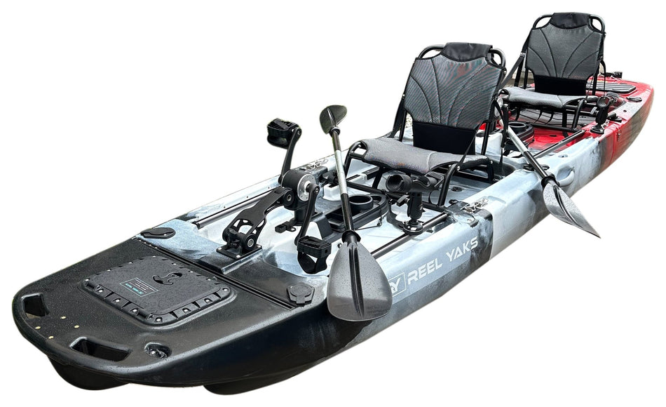 14ft Raider Tandem & Solo Modular Propeller Drive Pedal Fishing Kayak | 530lbs Capacity | 3 Piece - Get Tight Gear