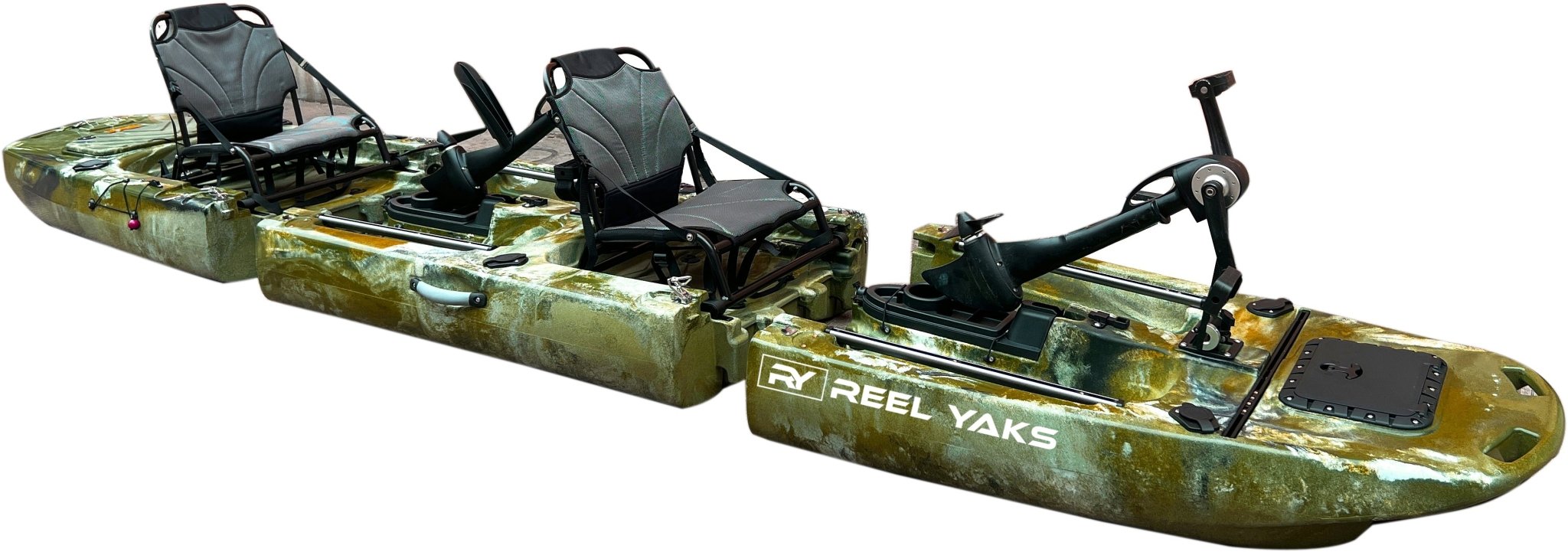 14ft Raider Tandem & Solo Modular Propeller Drive Pedal Fishing Kayak | 530lbs Capacity | 3 Piece - Get Tight Gear