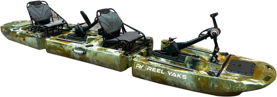 14ft Raider Tandem & Solo Modular Propeller Drive Pedal Fishing Kayak | 530lbs Capacity | 3 Piece - Get Tight Gear