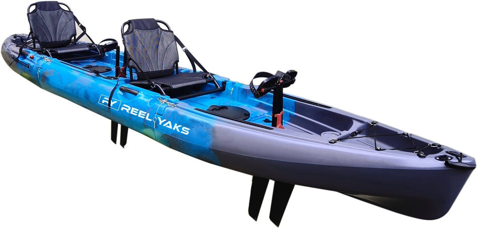 14ft Raptor Tandem or Solo Modular Raptor Fin or Prop Drive Pedal Fishing Kayak | 520lbs Capacity | 3 Piece - Get Tight Gear
