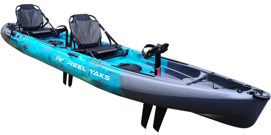 14ft Raptor Tandem or Solo Modular Raptor Fin or Prop Drive Pedal Fishing Kayak | 520lbs Capacity | 3 Piece - Get Tight Gear