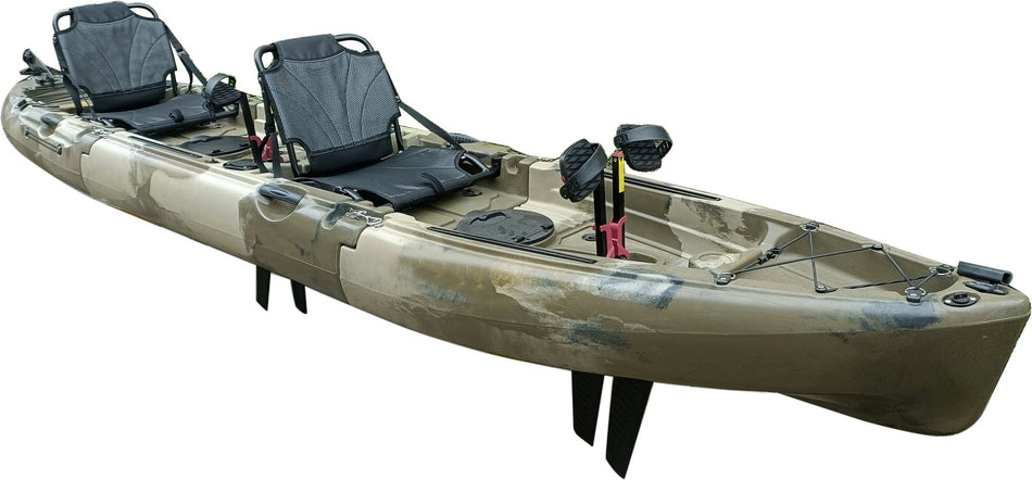 14ft Raptor Tandem or Solo Modular Raptor Fin or Prop Drive Pedal Fishing Kayak | 520lbs Capacity | 3 Piece - Get Tight Gear