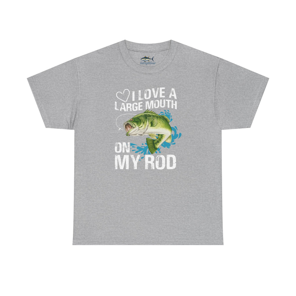 Camiseta unisex de algodón grueso para amantes de la pesca: "Me encantan las bocas grandes en mi caña".